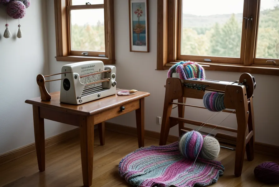 Nahaufnahme von Wollstaub und altem Fett im Nadelbett einer Strickmaschine