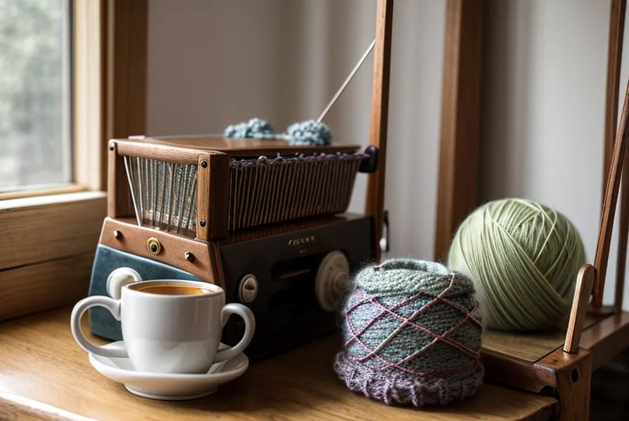 Sortierte Schrauben in Eierbechern während der Reparatur einer Strickmaschine