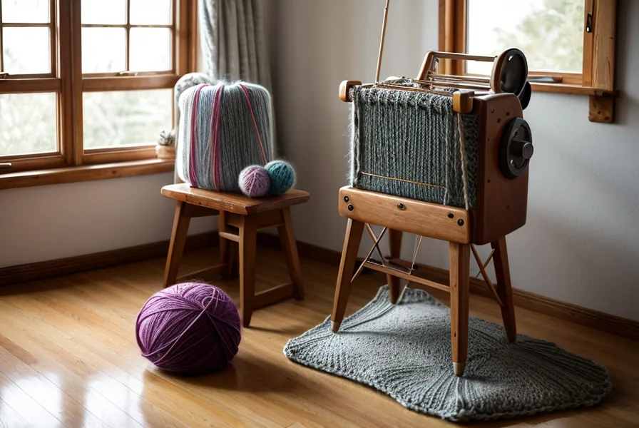Ein perfekt gestricktes Stück Wolle auf der Maschine – der Erfolg nach dem Lernen.