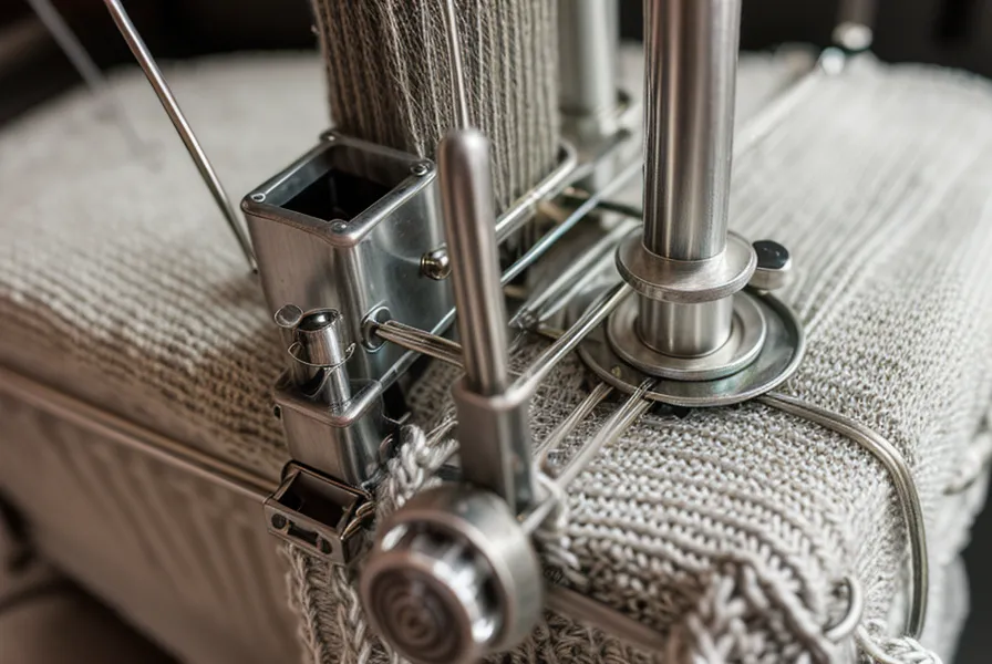 Der kleine weiße Hebel an der Rückseite des Strickschlittens, der den Zähler aktiviert.
